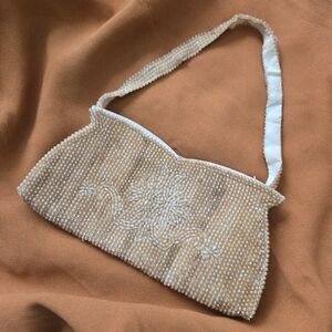 Vtg 1960s Beaded Floral Evening Bag, Clutch, Party, Wedding